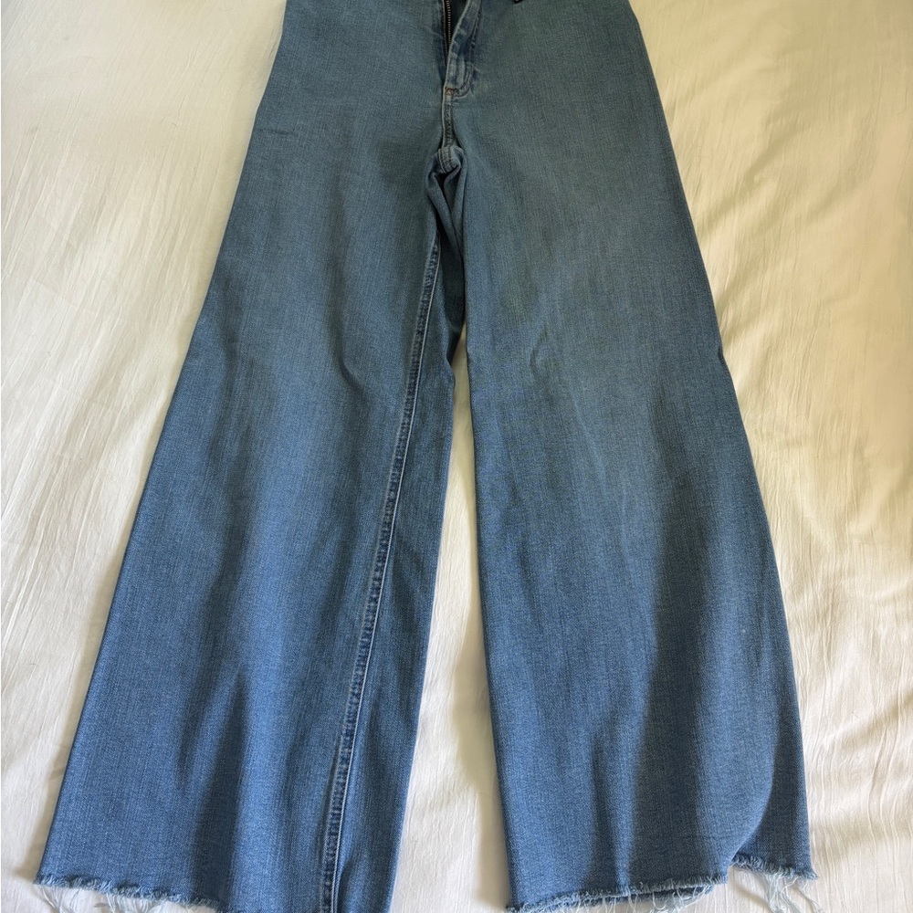 Zara Blue Flare Wide-Leg Jeans